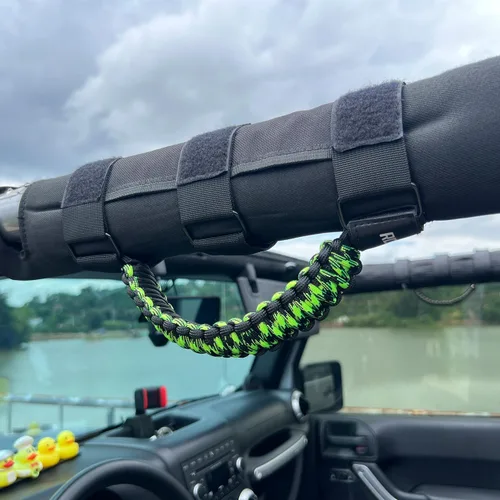 Miniatura 6 de Asas de agarre de barra antivuelco para Jeep, asas de agarre de cuerda de paracaídas compatibles con Jeep Wrangler YJ TJ JK JKU JL JLU, verde mixto