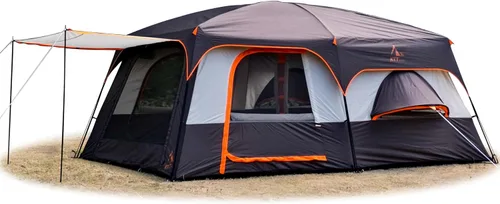 Miniatura 20 de KTT Extra Large Tent 12-14 Person,Family Cabin Tents,2 Bay-Windows,2 Rooms and 3 Doors 3 Windows with Mesh,Waterproof,Straight Wall,Double Layer,Big
