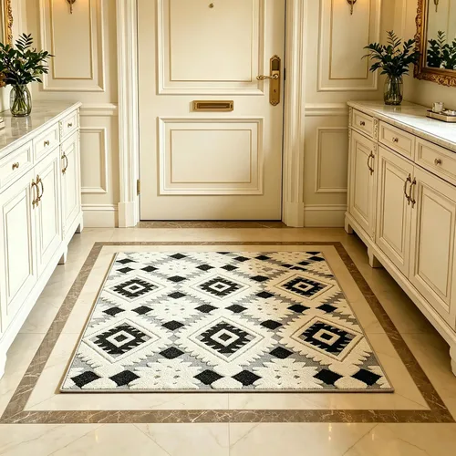 Miniatura 59 de UKELER Tapete antideslizante para puerta, alfombras de acento modernas para entrada, estilo romántico campestre americano, alfombras de algodón