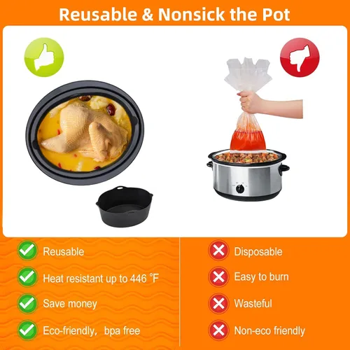 Miniatura 2 de Forros de Silicona Compatibles con Ollas de Cocción Lenta/Slow Cookers de 7 a 8 Cuartos, Inserto Divisor de Olla de Cocción Lenta Compatible