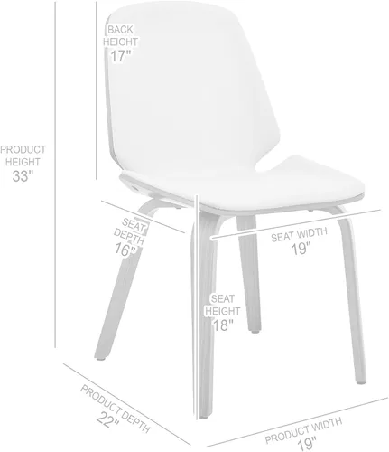 Miniatura 3 de Armen Living Brinley Mid Century - Silla auxiliar moderna de piel sintética gris y madera negra para comedor, mesa de cocina, escritorio, tocador