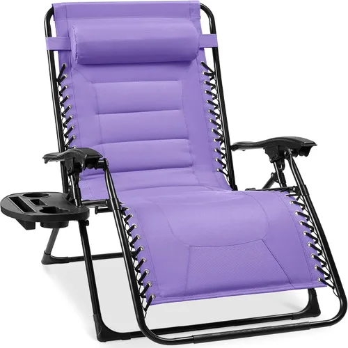 Miniatura 34 de Best Choice Products Silla acolchada de gravedad cero de gran tamaño, reclinable plegable para patio al aire libre, tumbona antigravedad XL