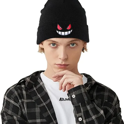 Miniatura 2 de NEECS Gorros de anime para hombres y mujeres, cálidos y elásticos con puños bordados