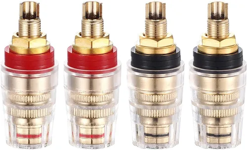 Miniatura 10 de Facmogu 2 pares de mini conectores de plátano chapados en oro con aislamiento de 5 vías de 0.157 in, chapado en oro de 24 quilates, amplificador
