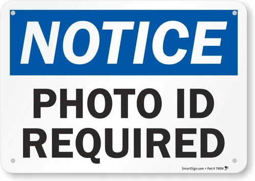 SmartSign - S-5218-PL-10 "Aviso - Se requiere identificación con foto" | 7" x 10" Plástico Negro/Azul sobre Blanco