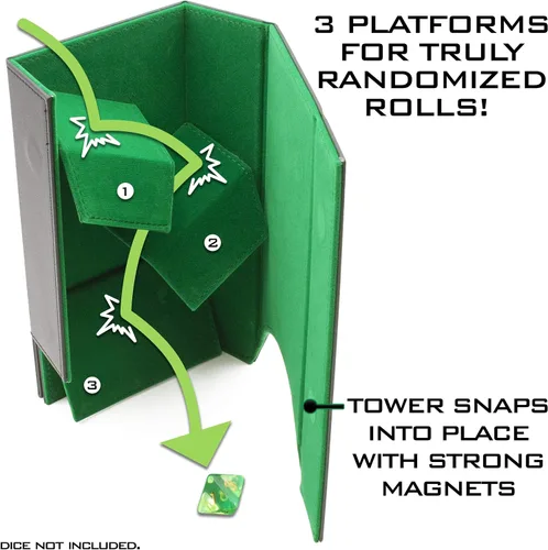 Miniatura 5 de CASEMATIX Juego de torre de dados portátil y bandeja con interior de fieltro antiarañazos, torre rodante de dados automática plegable de 8 pulgadas
