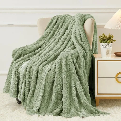 Miniatura 35 de Aganear Manta Gemela – Diseño elegante 3D, manta ligera portátil de lujo súper suave, esponjosa, cálida, acogedora, mullida para sofá, sala de Gris
