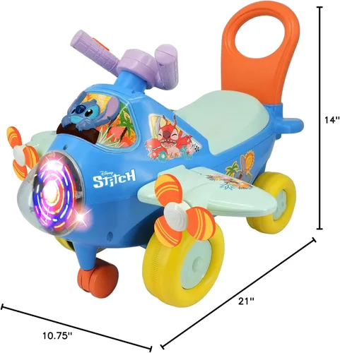 Miniatura 6 de Kiddieland: Avión de actividad: Stitch - Vehículo Disney con luz y sonido, pie a piso, tablero interactivo, hélices, mango de empuje y tracción