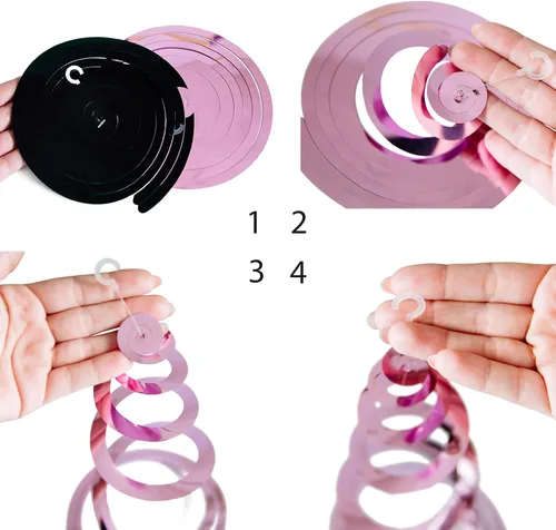 Miniatura 2 de Decoraciones de remolinos colgantes de color rosa de 30 unidades, serpentinas de techo para fiesta de cumpleaños de ratón, suministros para fiestas