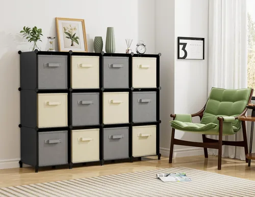 Miniatura 5 de Organizadores de armario y almacenamiento, organizador de almacenamiento de 12 cubos, estantes de ropa portátiles para organización de armario