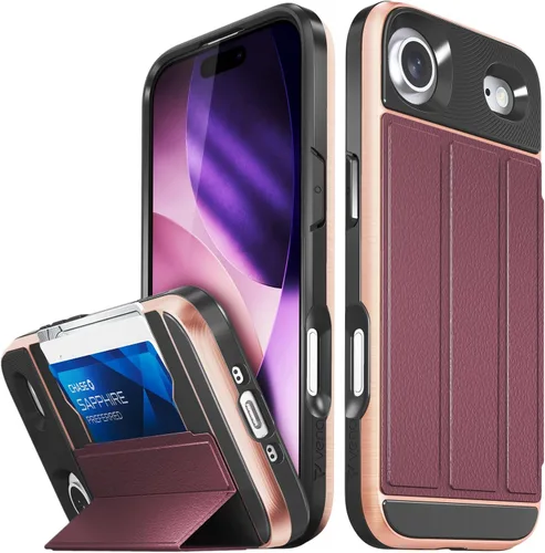 Miniatura 22 de VENA vCommute Funda tipo cartera compatible con Apple iPhone 14 (15.5 cm), funda de cuero con tapa plegable, tarjetero con función de soporte