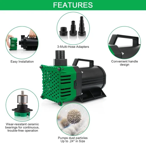 Miniatura 3 de BARST Bomba de agua sumergible de 2650 GPH con cable de alimentación de 25 pies y bolsa de barrera para fuente de estanque de jardín, cascada