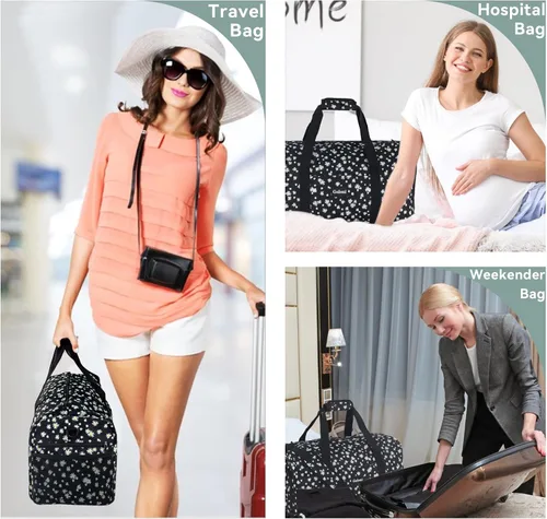 Miniatura 7 de Goloni Bonita bolsa de lona para mujer, bolsa de gimnasio con compartimento para zapatos, bolsa de lona ligera de viaje de fin de semana, bolsa