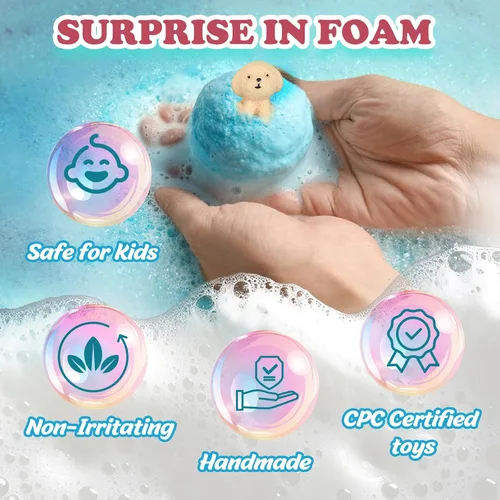 Miniatura 4 de Bombas de baño para niños con juguetes sorpresa en el interior, paquete de 12 bombas de baño para niños con muñecas de cachorro y juego
