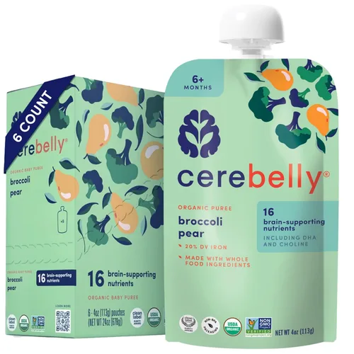 Miniatura 22 de Cerebelly Paquete variado de bolsas de comida orgánica para bebés, purés de verduras y frutas, 16 nutrientes, sin azúcar añadido, fibra y sin OMG, 4