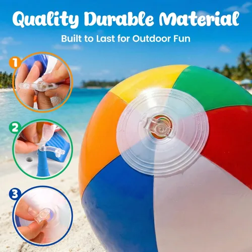 Miniatura 3 de 3 otters Paquete de 4 bolas de playa de 12 pulgadas, juguetes inflables de piscina arcoíris para juegos de agua de verano, recuerdos de fiesta