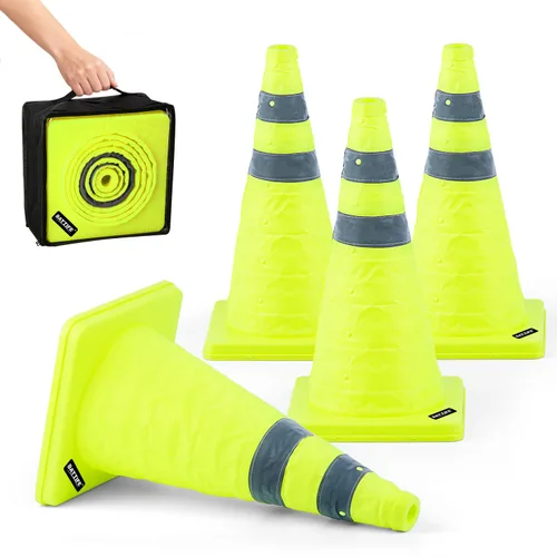 Miniatura 25 de BATTIFE [Paquete de 2] Conos de seguridad de tráfico plegables de 36 pulgadas, conos naranjas, conos emergentes multiusos con collar reflectante