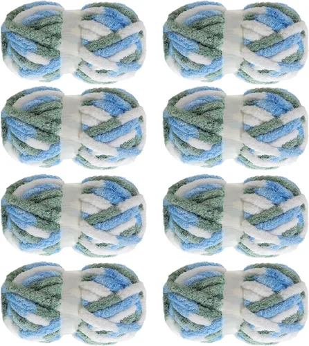 Miniatura 25 de MABOZOO Hilo Grueso Tie Dye para Tejer a Ganchillo Paquete de 8, Hilo de Chenilla Jumbo Esponjoso, Hilo de Felpa Suave Voluminoso, Hilo Gigante