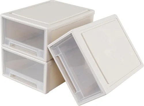 Miniatura 7 de Paquete de 3 cajones de almacenamiento apilables, organizadores de maquillaje de baño de 6.6 pulgadas de alto, cajones de plástico de 18 cuartos