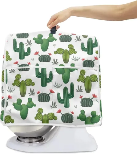 Miniatura 2 de doginthehole Cubierta para mezclador de pie con estampado de cactus, cubierta antipolvo de tela de poliéster con bolsillo, cubierta