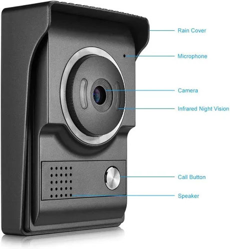 Miniatura 5 de Sistema de timbre de video con cable de 7 pulgadas, monitor LCD de 7 pulgadas, kits de teléfono de puerta de video, soporte de monitoreo