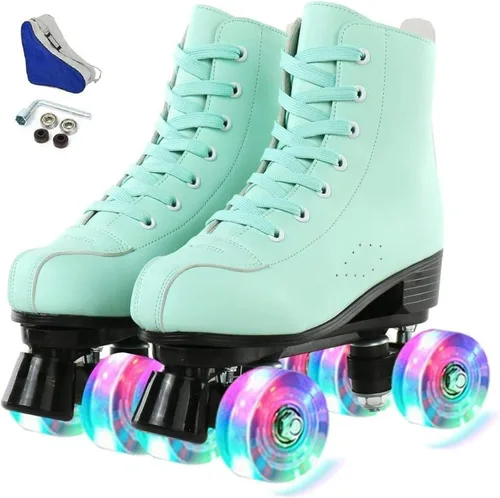Jessie - Patines de piel sintética ajustables de cuatro ruedas de alta calidad para mujeres, hombres, niños y niñas - Interior y exterior Rueda de
