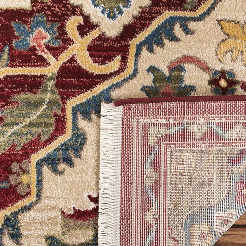Miniatura 2 de SAFAVIEH Kashan Collection - Alfombra de área de 2 x 3 pies, color rojo y beige, diseño oriental tradicional, no desprende pelusa y de fácil