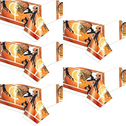 Miniatura 9 de Tatuo Paquete de 1 mantel rectangular desechable de plástico para baloncesto, impermeable, para decoración de fiestas de cumpleaños, día de juego