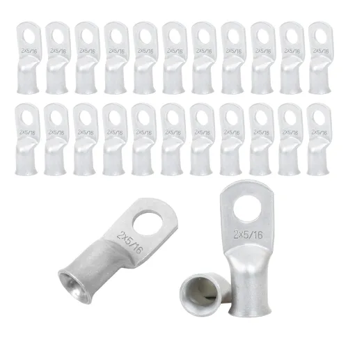 Miniatura 37 de 2/0 AWG 5/16" Stud (25 piezas), terminal de anillo de batería resistente, conectores de calibre 00, lengüetas de alambre de cobre 2/0, terminales