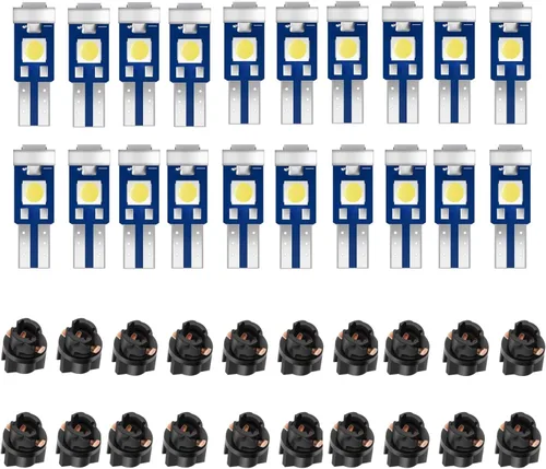 Miniatura 7 de 20 luces LED T5 para tablero de automóvil, súper azul 74 37 2721 PC74 de repuesto con enchufe de bloqueo giratorio, para puerta interior, cúpula