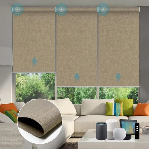 Miniatura 31 de SmartWings Persianas Motorizadas con Sombras para Ventana Control Remoto Funciona con Thread Apple Homekit Z-Wave Alexa 100% Blackout de Doble Cara