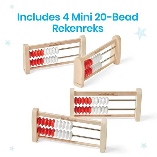 Miniatura 2 de hand2mind Mini Rekenrek de madera de 20 cuentas, estante de números para niños, ábaco para matemáticas, cuentas de conteo, manipuladores