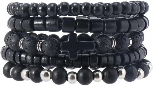 Miniatura 58 de Pulsera Gótica Ajustable de Cuero Trenzado Punk Multicapa de Estilo Grunge, Conjunto de Pulseras Emo con Brazalete de Metal, Envoltura
