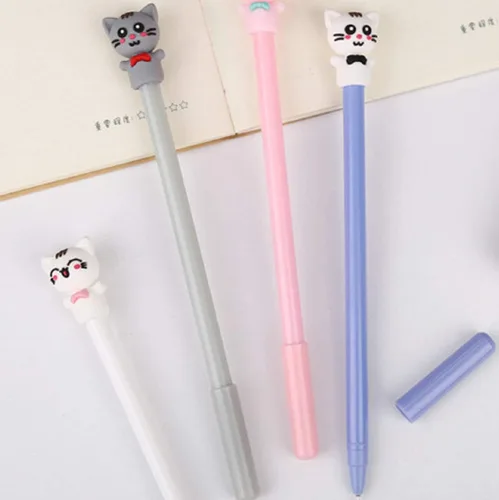 Miniatura 4 de Bolígrafo de tinta de gel con diseño de gato anudado de mariposa con diseño de animales, lindos bolígrafos de escritura negros kawaii, bolígrafo