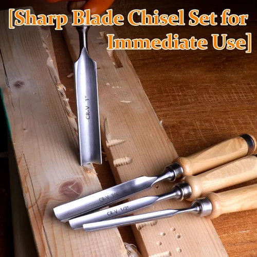 Miniatura 4 de ATOPLEE Juego de cinceles de madera para carpintería, 4 piezas Herramienta profesional de tallado de madera Herramienta de carpintero CR-V de acero