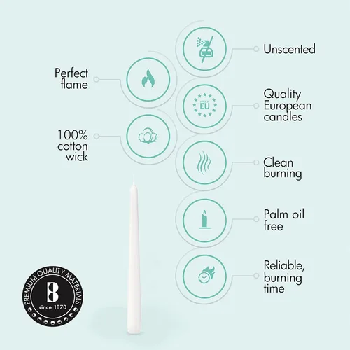 Miniatura 3 de BOLSIUS 60 velas cónicas blancas para el hogar, 10 pulgadas, calidad europea premium, 8 horas de tiempo de combustión, sin perfume, sin goteo y sin