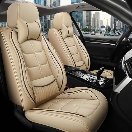 Miniatura 11 de URINOVET Funda de asiento de coche para Nissan Titan XD 2016-2023, funda de asiento delantero y trasero de 5 plazas, fundas de asiento de cuero