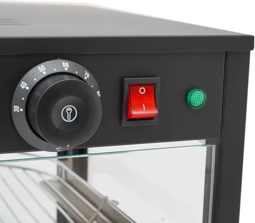 Miniatura 3 de Calentador de alimentos, 3 niveles de 800 W, pantalla de calentador de alimentos comercial para encimera eléctrica, estantes extraíbles, puerta