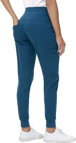 Miniatura 2 de MIVEI Pantalones médicos para mujer, 8 bolsillos médicos, sin arrugas, duraderos, elásticos, tiro medio, cintura de yoga a la moda