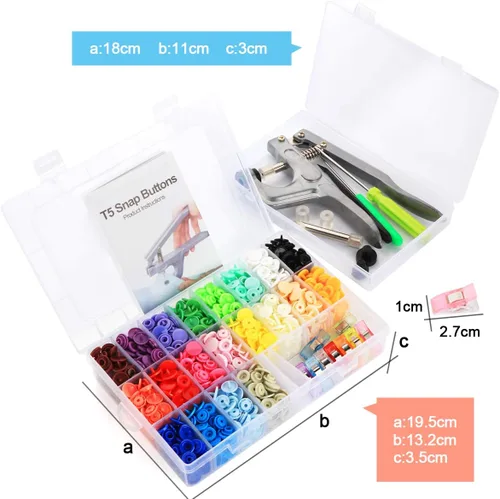 Miniatura 3 de Kit de botón de presión Lemonfilter con alicates de presión, 400 juegos de cierre de botón T5 de plástico sin costura, broches de presión