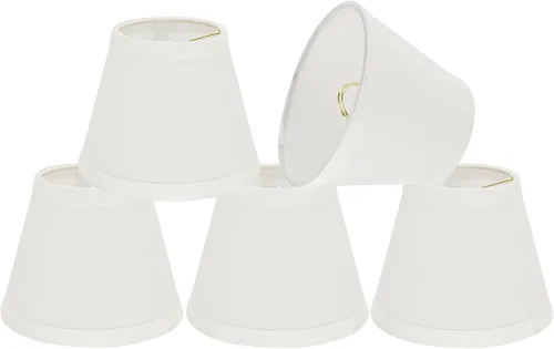 Aspen Creative 32059-5A, pantalla de lámpara de araña con clip, color blanco roto, parte superior de 3 pulgadas x 5 pulgadas inferior x 4 pulgadas