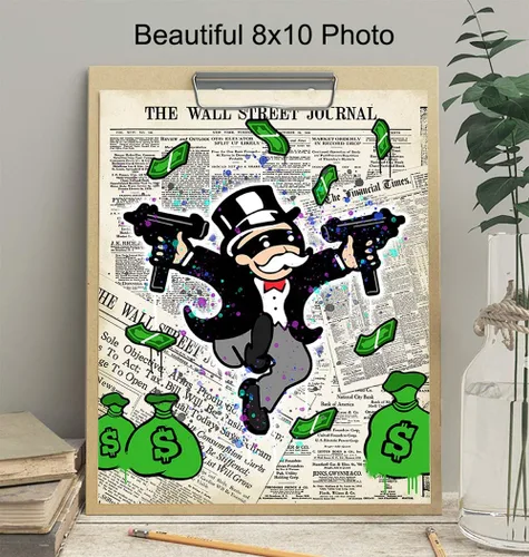Miniatura 3 de Wall Street Journal, Financial Times Gangsta Graffiti Monopoly Man Póster de Arte de Pared - 8x10 pulgadas Decoración Dow Jones, NASDAQ, Decoración