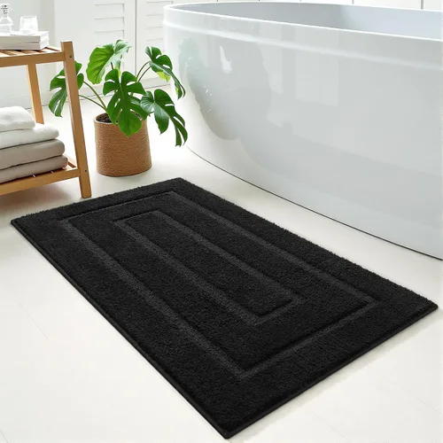 Miniatura 35 de HOMORE Alfombra de baño gris de 24 x 60 pulgadas, suave, absorbente, alfombra de pasillo de baño lavable, alfombras largas antideslizantes