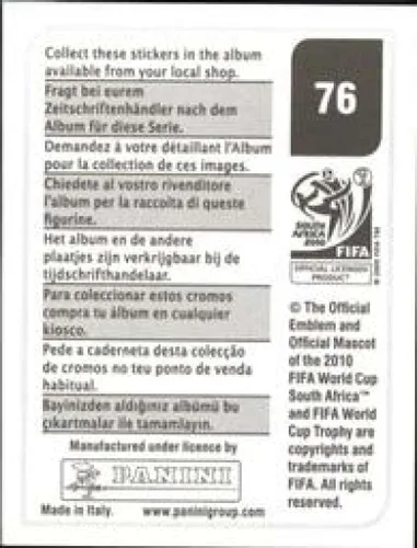 Miniatura 2 de Calcomanías de la Copa Mundial de la FIFA de Panini 2010 #76 Bruno Silva Uruguay - Adhesivo oficial de álbum de fútbol (2 pulgadas x 1.5 pulgadas)