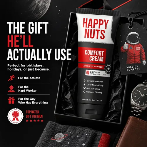 Miniatura 3 de HAPPY NUTS Desodorante en crema Comfort para hombres: defensa del sudor antirozaduras, control de olores, sin aluminio, esencial de viaje