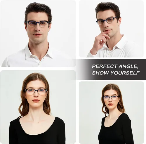 Miniatura 6 de EYEURL Lentes de lectura con bloqueo de luz azul, 0.00 lectores de computadora para mujeres y hombres, marco rectangular ligero TR90 antifatiga