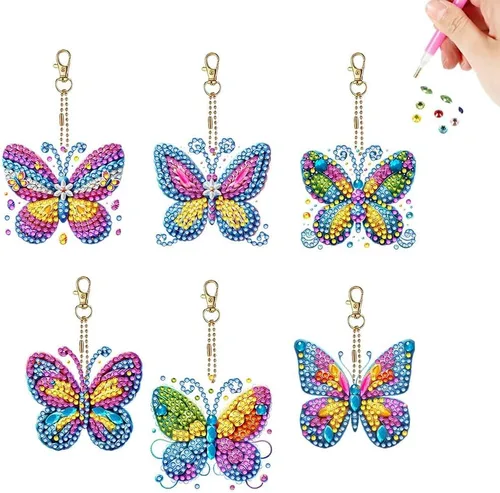 Miniatura 12 de YUE ZHE 16 PCS Kits de Arte de Diamante de Navidad para Adultos, Llaveros de Arte de Diamante Doble Cara, Llaveros de Pintura 5D de Navidad DIY