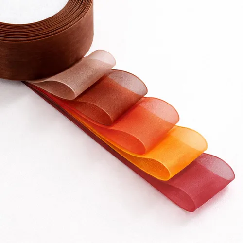 Miniatura 3 de Organza Ribbon Sheer Ribbon, 1" x 125 Yd 5 Rolls Fall for Gift Wrapping, Bouquet, Wedding, Party Decoration, Autumn