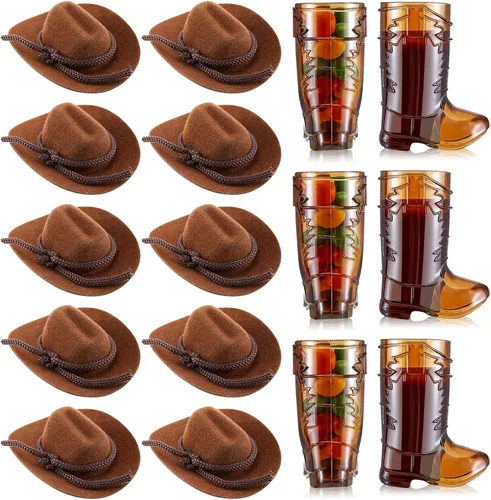 Hercicy 20 vasos de chupito para botas de vaquero, tazas de plástico para cerveza de vaquero occidental, suministros de decoración de fiesta de