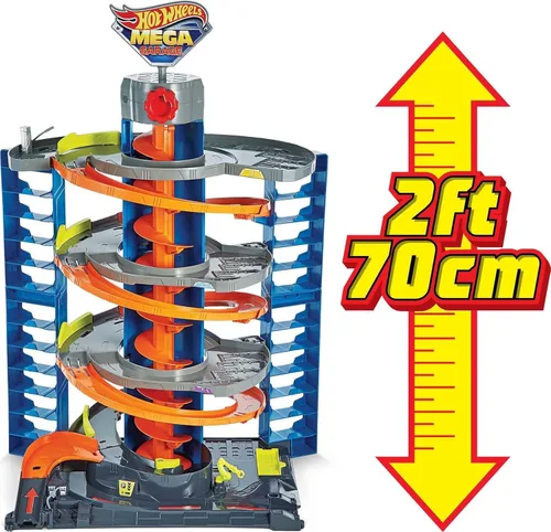 Miniatura 3 de Hot Wheels City Mega Garage Juego con elevador de corcho y almacenamiento para más de 60 autos, incluye 1 vehículo Hot Wheels a escala 1:64, regalo